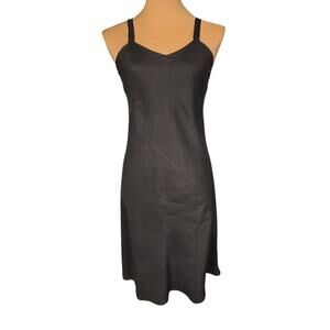 Vantana Italy Black‎ Linen Slip Dress Small Minimalist LBD Elegant
